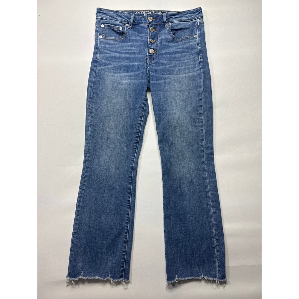 American Eagle Women's Hi-Rise Crop Flare Blue Jeans -‎ Size 6 Reg (28x25.5)
